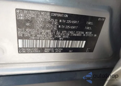 2019 Toyota Rav4 Le from USA, damaged, VIN JTMH1RFV0KJ007664